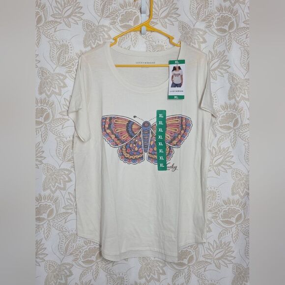 Lucky Brand Tops - Lucky Brand Women's Butterfly Graphic T-Shirt sz XL NEW Casual Cozy Soft Nature